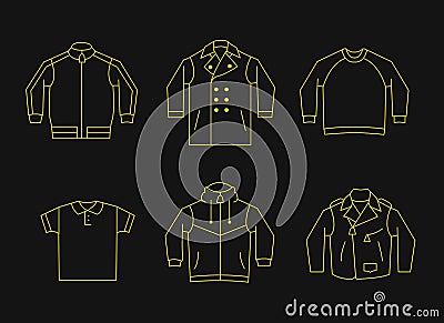 Set of mens clothes. Thin line design Stock Photo