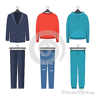 Set of mens clothing Vector Illustration