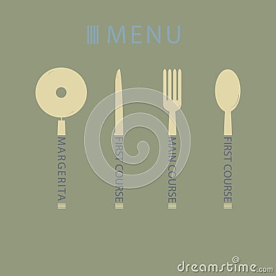 Set menu bullet in the form of cutlery counter appliances Vector Illustration