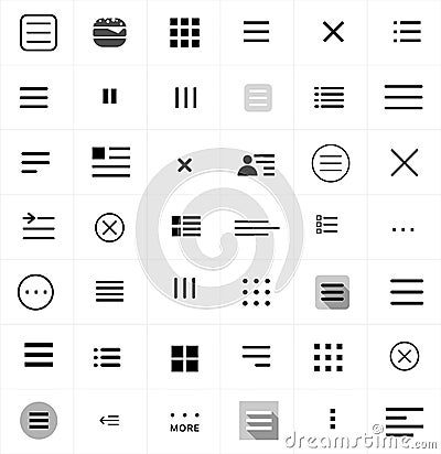 Set of menu icons Vector Illustration