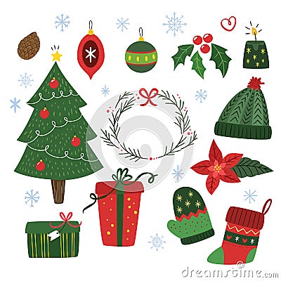 Set of merry christmas design elements stock illustration Collection Vector Illustration