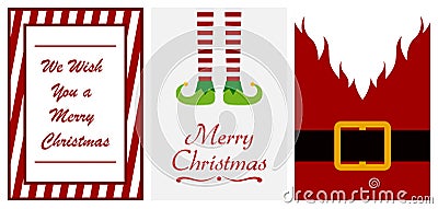 Set of merry christmas greeting cards on white background Vector Illustration