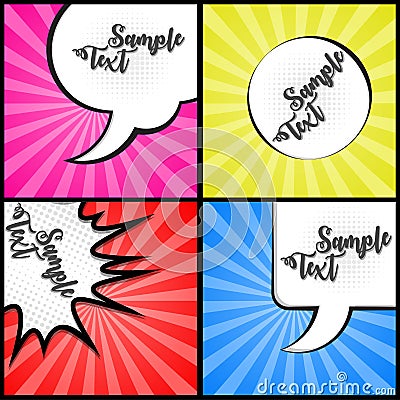 Set message comic bubble speech cartoon expression illustration Cartoon Illustration