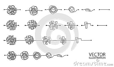 Set of messy clew symbols line of symbols with scribbled round element Vector Illustration