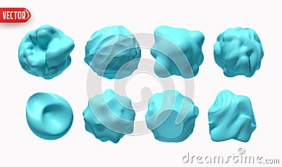Set of Metaball shapes of objects realistic 3d design. Collection Meteorites asteroids comet Round ball spherical Vector Illustration