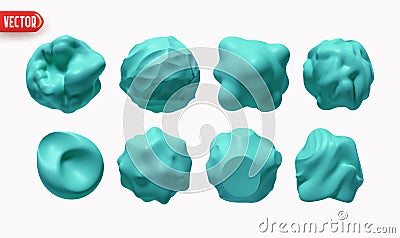 Set of Metaball shapes of objects realistic 3d design. Collection Meteorites asteroids comet Round ball spherical Vector Illustration