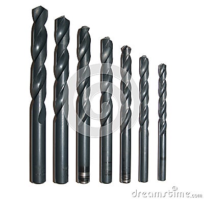 Set of metal drills Stock Photo