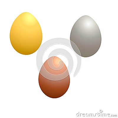 set of metal easter eggs Vector Illustration