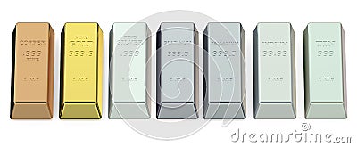 Set of metallic ingots Stock Photo