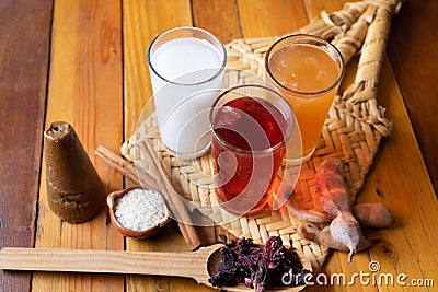 Set of mexican fresh water also called `aguas frescas` Stock Photo