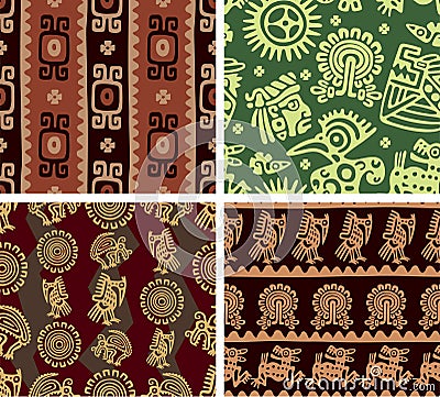 Set of Mexican Seamless Tiles Vector Illustration