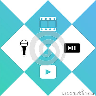 Set Microphone, Play button, video and Pause icon. Vector Vector Illustration