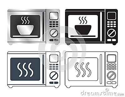 Set the microwave. Kitchen appliance for heating and cooking. Vector Illustration