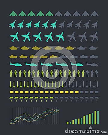 Set of Military Armament Vector Silhouettes Vector Illustration