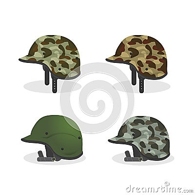 Set military helmet object to veterans celebration Vector Illustration
