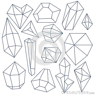 Set of mineral crystals Vector Illustration