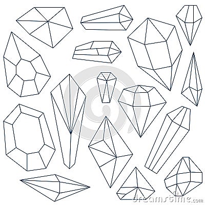 Set of mineral crystals Vector Illustration