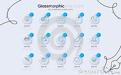 Set of Mineral oil, Waterproof and Co2 gas line icons for web app. Pictogram icon. Vector Vector Illustration