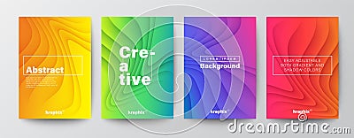 Set of minimal abstract organic curved wave shape on vivid gradient colors background for Brochure, Flyer, Poster, leaflet Vector Illustration
