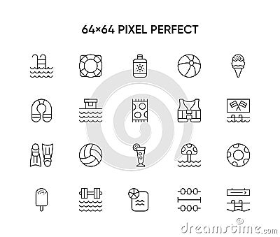 Set of summer icons collection. Vector Illustration