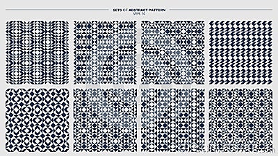 Set of minimalist arrow line seamless pattern design. Triangle abstract patterns Vector Illustration