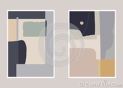 Set of minimalistic posters with abstract shapes and textures. Vector illustration Vector Illustration