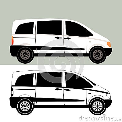 Set minivan, vector illustration,flat style,profile Vector Illustration