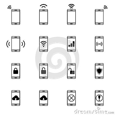 Set of Mobile Network Line Icon Vector Illustration
