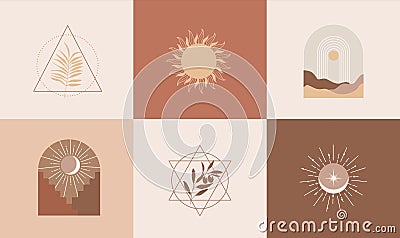 Set of modern abstract aesthetic backgrounds. Vector Illustration