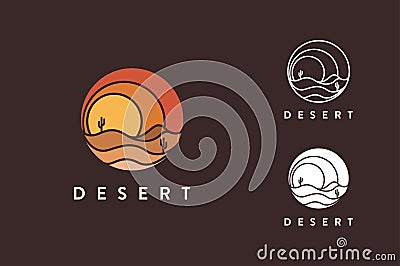 Set modern abstract flat colorful desert logo icon vector template Vector Illustration