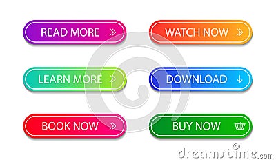 Set of modern button for infographic, web, modile, game. Colorful call action icon. Template gradient navigation button menu. Stock Photo