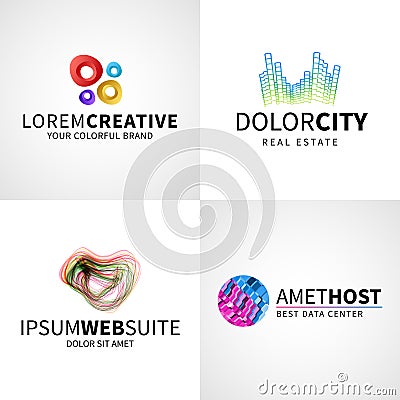 Set of modern colorful abstract creative web host Vector Illustration