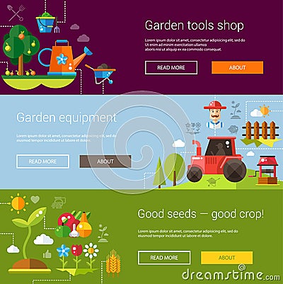 Set of modern flat design farm and agriculture Vector Illustration