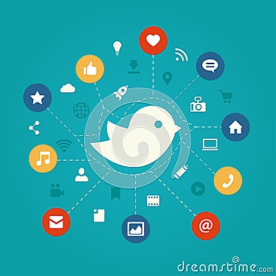 Set of modern flat design social media Vector Illustration