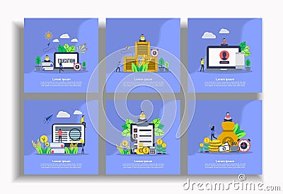 Set of modern flat design templates for Business, education, logistic distribution, account, learning, financial, financial Vector Illustration