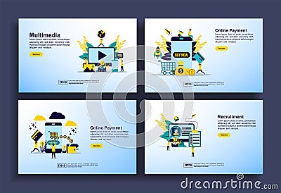 Set of modern flat design templates for Business, multimedia, online payment, recruitment. Easy to edit and customize. Modern Vector Illustration