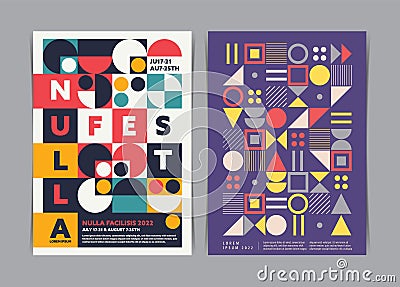 Set of Modern Geometric Abstract flyers template. Vector illustration Vector Illustration