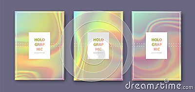 Set of Modern holographic pearl fllow abstract covers. Liquid background Vector Illustration