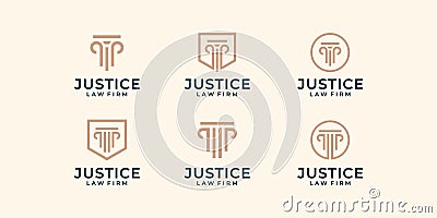 Set of modern law firm justice logo design vector graphic template Vector Illustration