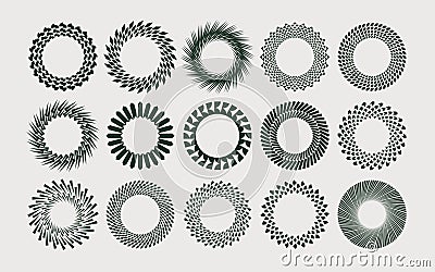 Set of modern line abstract circle border logo. Geometry line round banner logo. Vector Illustration