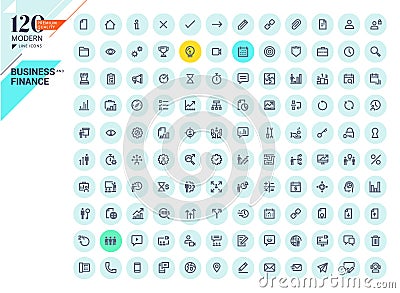 Set of modern line icons for business and finance Vector Illustration