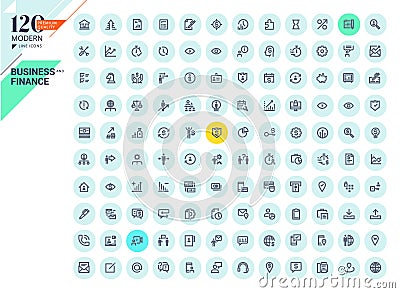 Set of modern line icons for business and finance Vector Illustration