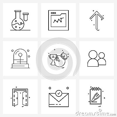 Set of 9 Modern Line Icons of sports, sports, arrow, city, alarm Vector Illustration