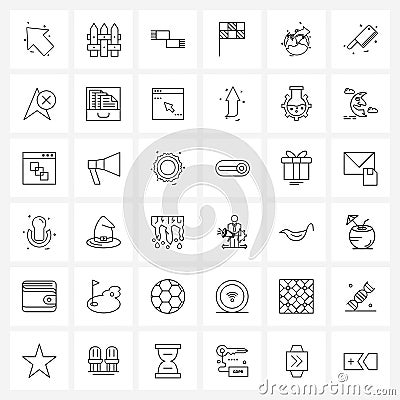 Set of 36 Modern Line Icons of world, flags, relax, sports flag, bricks Vector Illustration
