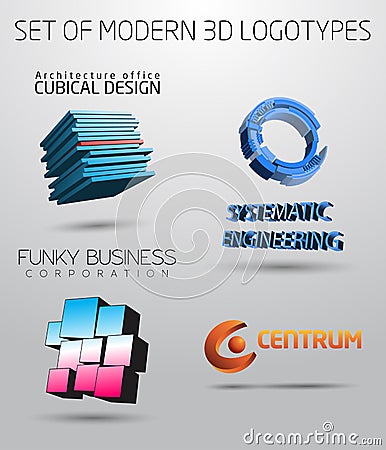 Set of modern logotypes in 3D Vector Illustration