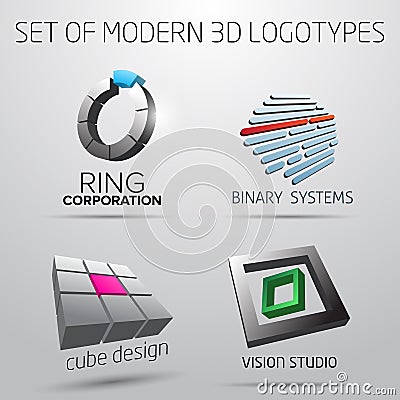 Set of modern logotypes in 3D Vector Illustration