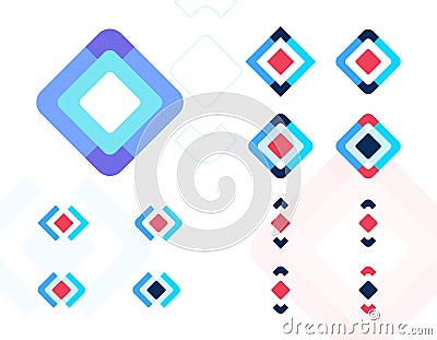 Set of modern logotypes in rhomboid shape Stock Photo