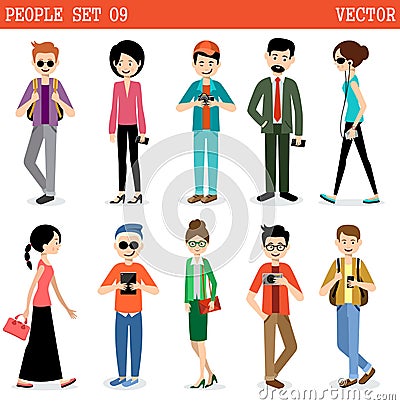 Set of modern people, men and women Vector Illustration