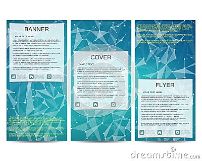 Set of modern scientific banners. Molecule structure DNA and neurons. Abstract background. Medicine, science, technology Vector Illustration