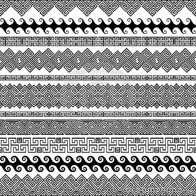 Set of modern seamless vector brushes for creating frames Vector Illustration